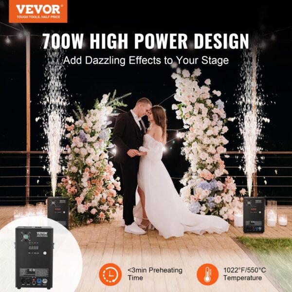 VEVOR Cold Spark Firework Machine 700W 2-5M Stage DJ Wedding Event Party