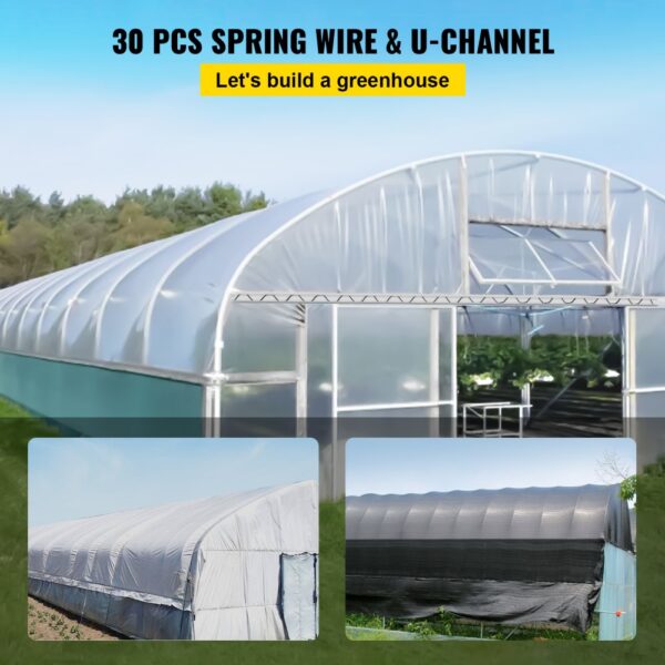 greenhouses equipped with 30 pcs spring wire and u-channel. build your VEVOR spring wire lock channel.