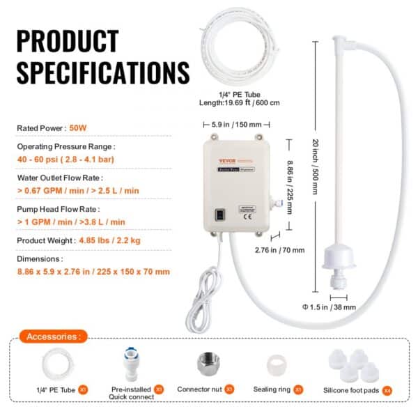 Water Bottle Pump System 1 Gal/min 40 Psi Water Dispenser Pump With 20ft Pe Pipe