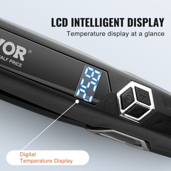 VEVOR Hair Straightener 1.5" Titanium Flat Iron Dual Infrared Tech 19 Temp Level