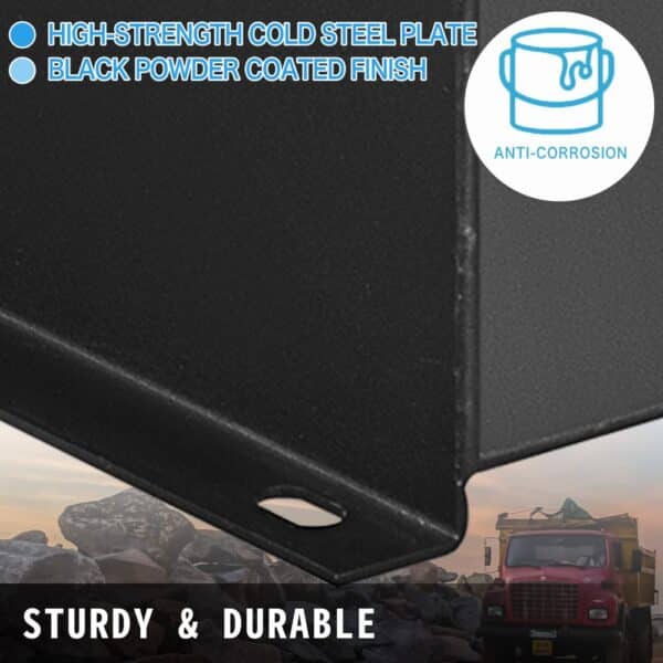 VEVOR hydraulic fluid tank with high-strength cold steel plate, black powder coated finish.