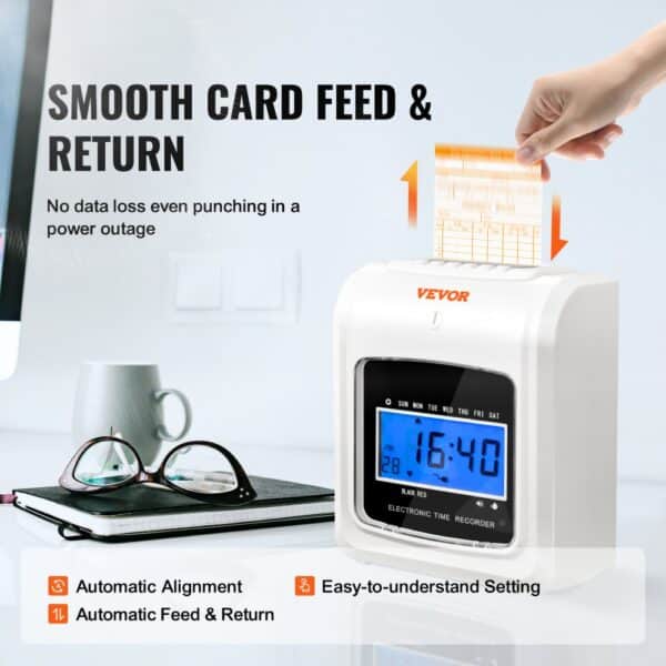 VEVOR Time Card Attendance Recorder 102 Time Cards Badge Machine