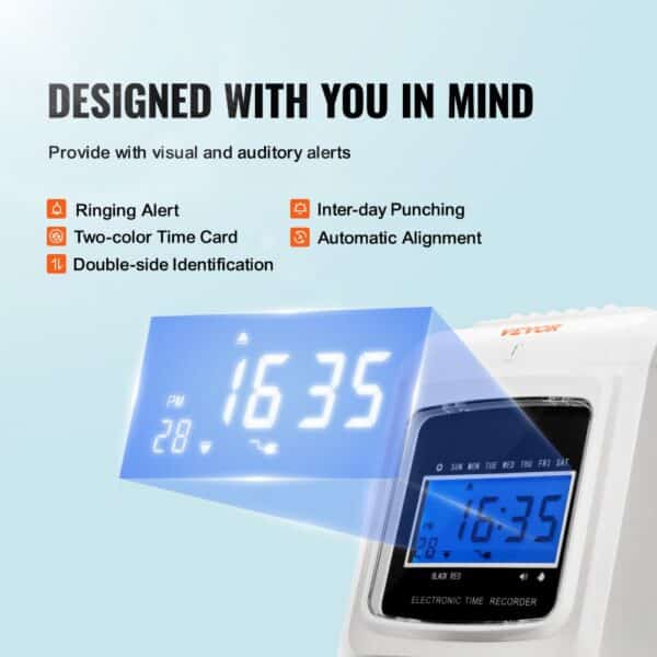 VEVOR Time Card Attendance Recorder 102 Time Cards Badge Machine