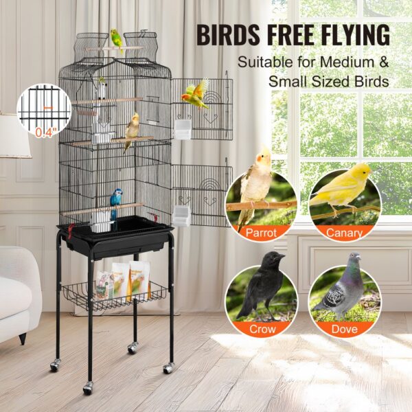 VEVOR Large Bird Cage 62 in Rolling Metal Parakeet Cage for Cockatiels Parrot