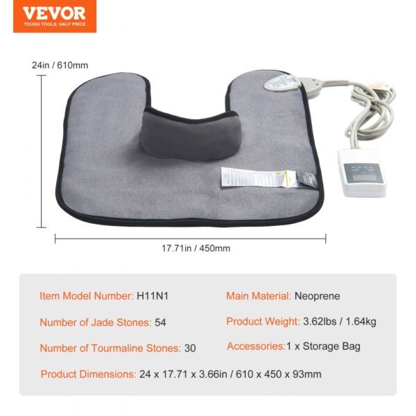 VEVOR Far Infrared Heating Pad 54 Natural Jade & 30 Tourmaline Stone Heating Pad